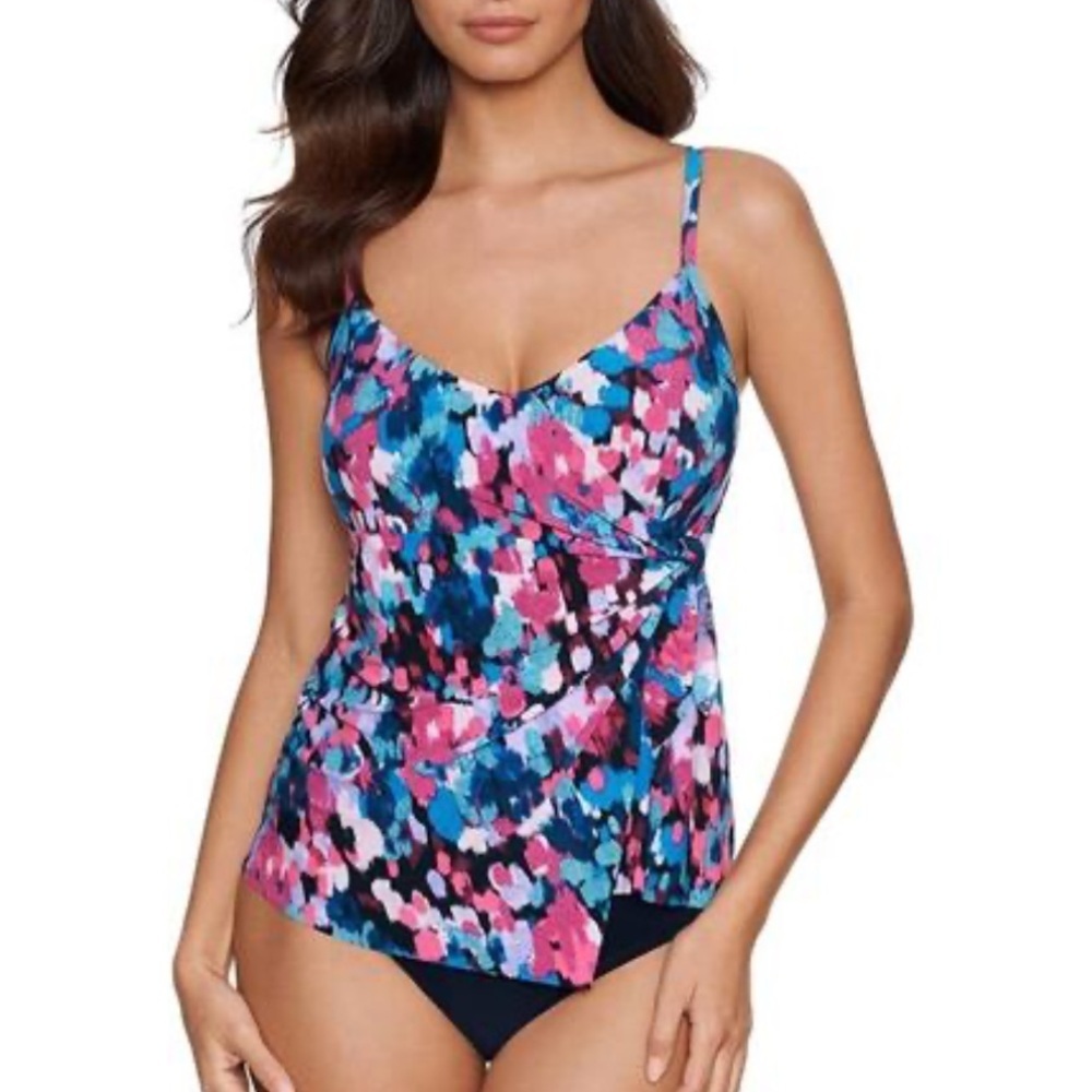 Nwt Magicsuit Beachcombing Carma Tie Front Printed Tankini Top & Bottom Set